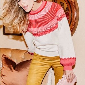 Tuckernuck Hyacinth House Fair Isle Rouge Color Block Sweater Sz M
